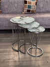Brooklyn Round Nest Of Tables Set - 3 Pieces Nesting Table Tempered Glass Top