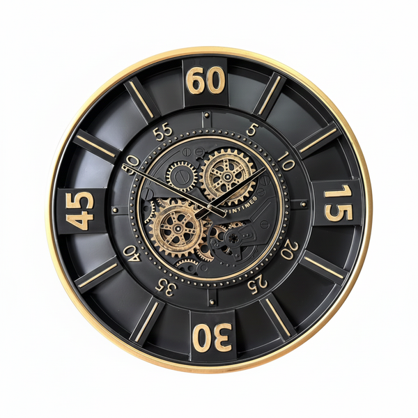 Milano Moving Gears Decorative Wall Clock Oversize Extra Large 23 Inch/60 cm Gold