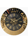 Daisy Moving Gears Decorative Wall Clock Oversize Extra Large 32` Inch/80 cm Real Mirror & Glass Gold