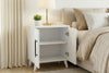 Lumen matt white two door bedside cabinet with internal shelf - Sohowells