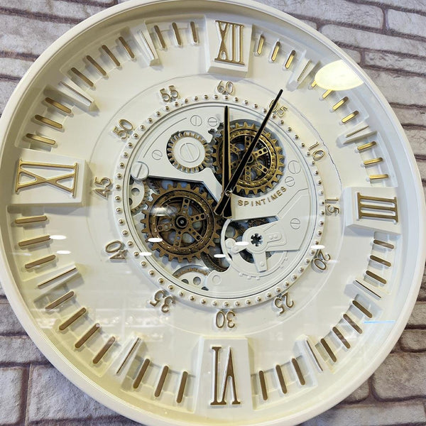 Berlin Moving Gears Decorative Wall Clock Oversize Extra Large 23 Inch/60 cm Ekru