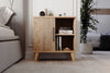 Further view of light pine effect three compartment bedside cabinet - Sohowells