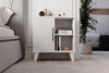 Further view of white three compartment bedside cabinet - Sohowells