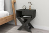 Anthracite grey X-leg bedside table with magazine rack and open lower shelf - Sohowells