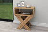 Close up detail of light pine effect wood finish on bedside table - Sohowells