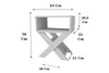 Angled view of matt white X-leg side table showing crossed leg frame - Sohowells