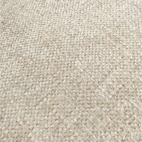 Detail of ivory woven chenille upholstery texture on swivel armchair - Sohowells