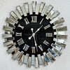 Piano Decorative Wall Clock Oversize Extra Large, Real Mirror & Glass Chrome
