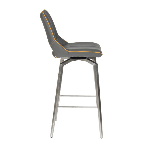 Mako Swivel Leather Effect Graphite Grey Bar Chair