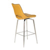 Mako Swivel Leather Effect Yellow Bar Chair