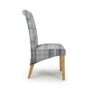 Karta Scroll Back Check Grey Dining Chair