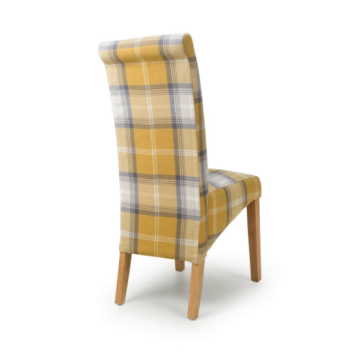 Karta Scroll Back Check Yellow Dining Chair