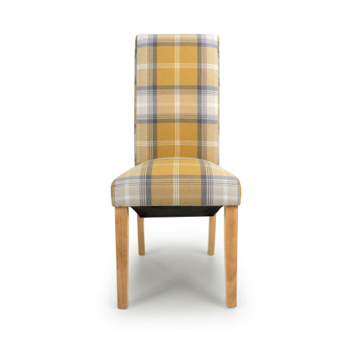 Karta Scroll Back Check Yellow Dining Chair