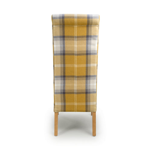 Karta Scroll Back Check Yellow Dining Chair