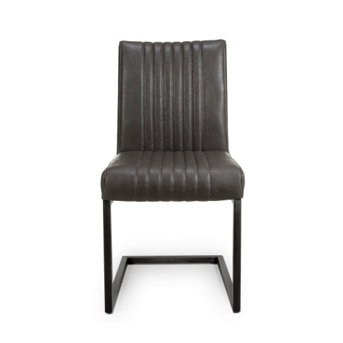 Archer Cantilever Leather Effect Grey Dining Chair