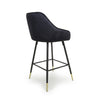 Savanna Brushed Velvet Black Bar Stool