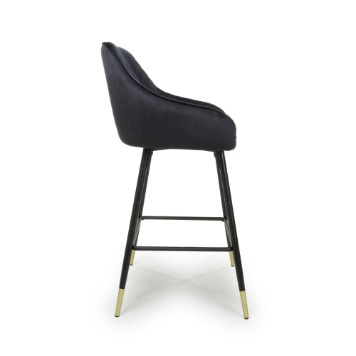 Savanna Brushed Velvet Black Bar Stool