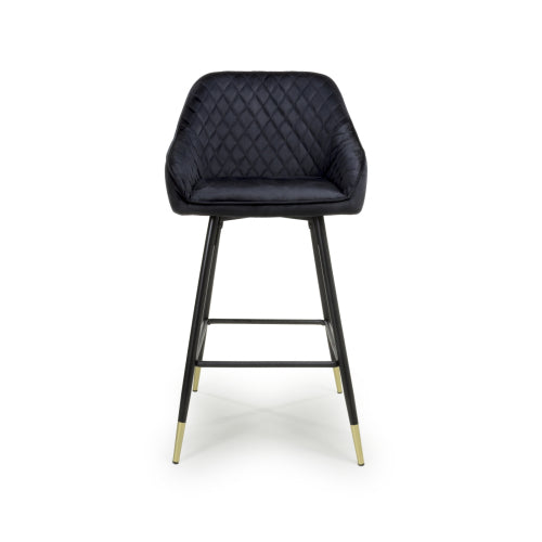 Savanna Brushed Velvet Black Bar Stool