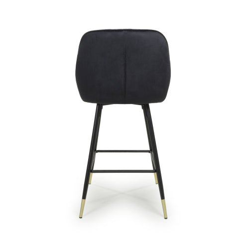 Savanna Brushed Velvet Black Bar Stool