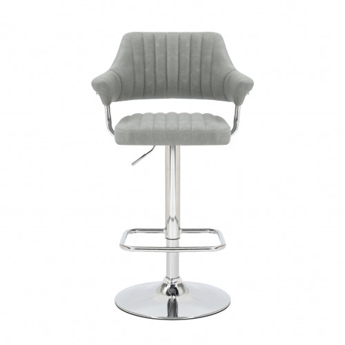 Cortez Leather Effect Light Grey Bar Stool