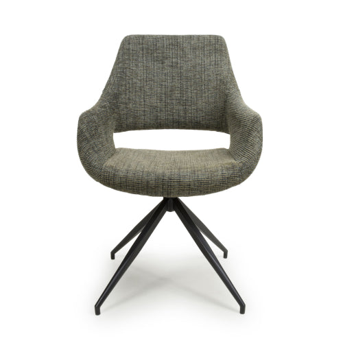 Aztec Tweed Green Swivel Dining Chair