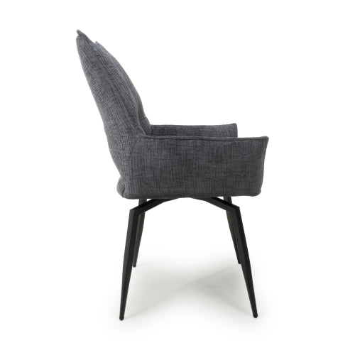 Dakar Textured Effect Dark Grey Swivel Chair