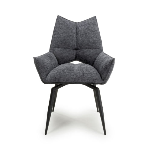 Dakar Textured Effect Dark Grey Swivel Chair