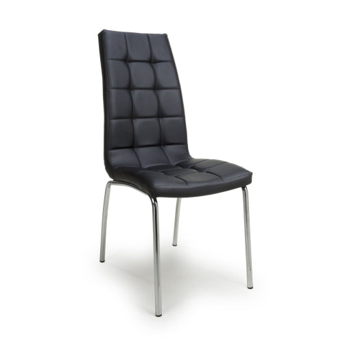 Jenner Leather Effect Black/Chrome Dining Chair