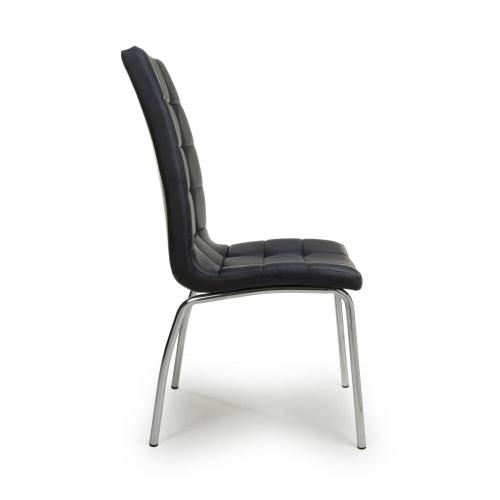 Jenner Leather Effect Black/Chrome Dining Chair