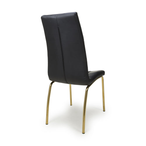 Jenner Leather Effect Black/Gold Dining Chair