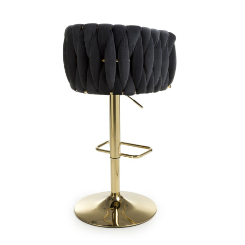 Bellaire Brushed Velvet Black Bar Stool
