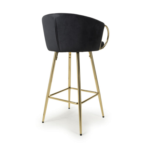 Volero Brushed Velvet Black Bar Stool