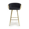 Volero Brushed Velvet Black Bar Stool