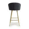 Volero Brushed Velvet Black Bar Stool