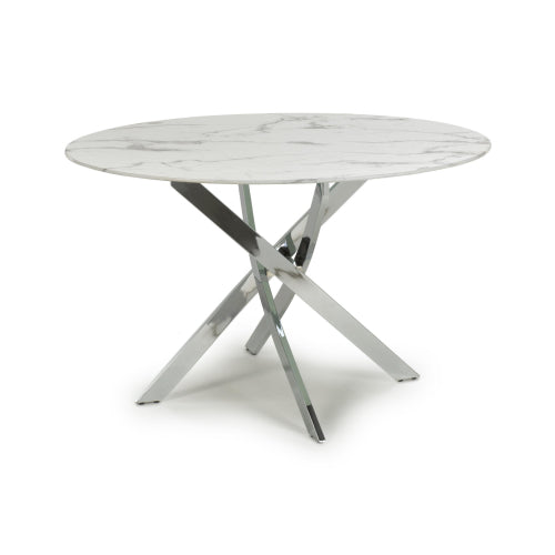 Astoria Round White/Chrome Dining Table