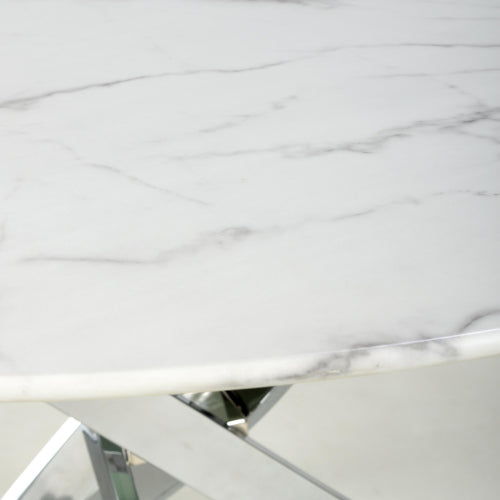Astoria Round White/Chrome Dining Table