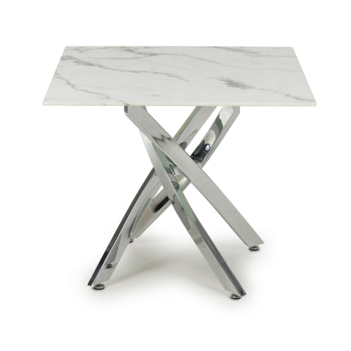 Astoria Square White/Chrome End Table
