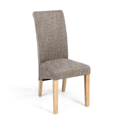 Karta Scroll Back Tweed Oatmeal Dining Chair