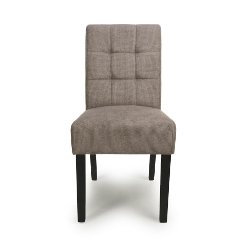 Moseley Waffle Flax Effect Light Brown Dining Chair in Black Legs