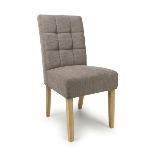 Moseley Waffle Flax Effect Light Brown Dining Chair in Natural Legs