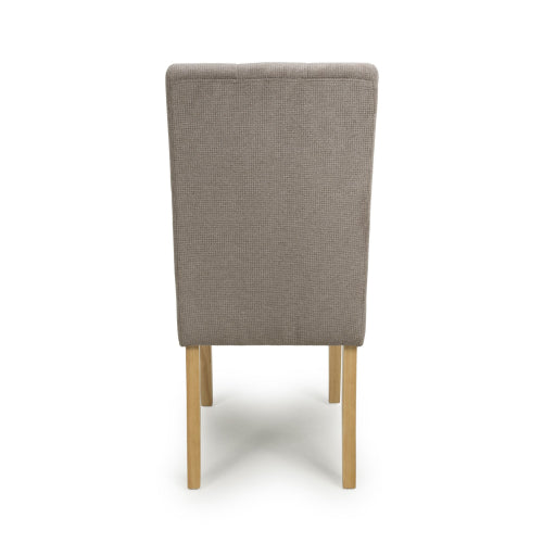 Moseley Waffle Flax Effect Light Brown Dining Chair in Natural Legs