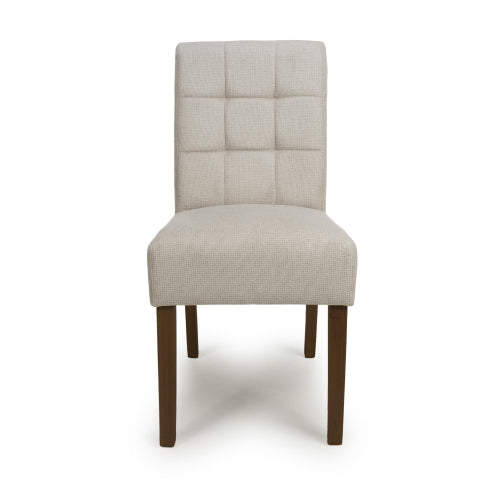 Moseley Waffle Flax Effect Natural Dining Chair in Walnut Legs