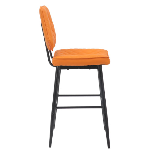 Garrick Real Leather Orange Bar Stool