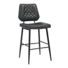 Garrick Real Leather Black Bar Stool