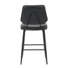 Garrick Real Leather Black Bar Stool