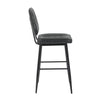 Garrick Real Leather Black Bar Stool