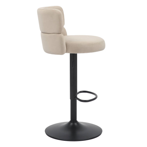 Mason Brushed Velvet Cream/Black Bar Stool