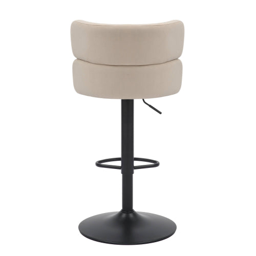 Mason Brushed Velvet Cream/Black Bar Stool