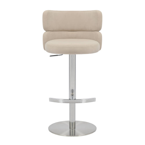 Mason Brushed Velvet Cream/Brushed Steel Bar Stool