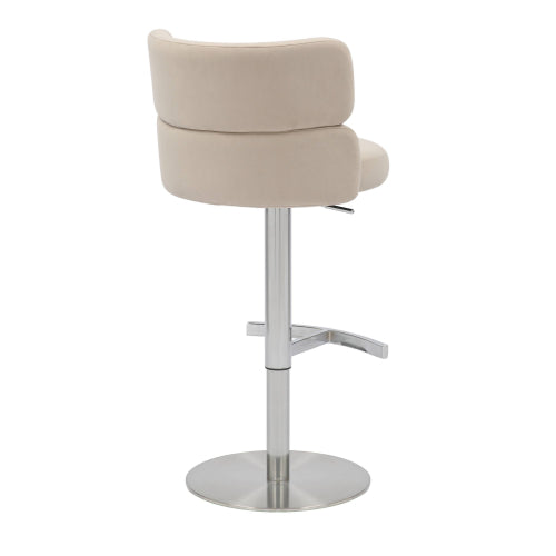Mason Brushed Velvet Cream/Brushed Steel Bar Stool